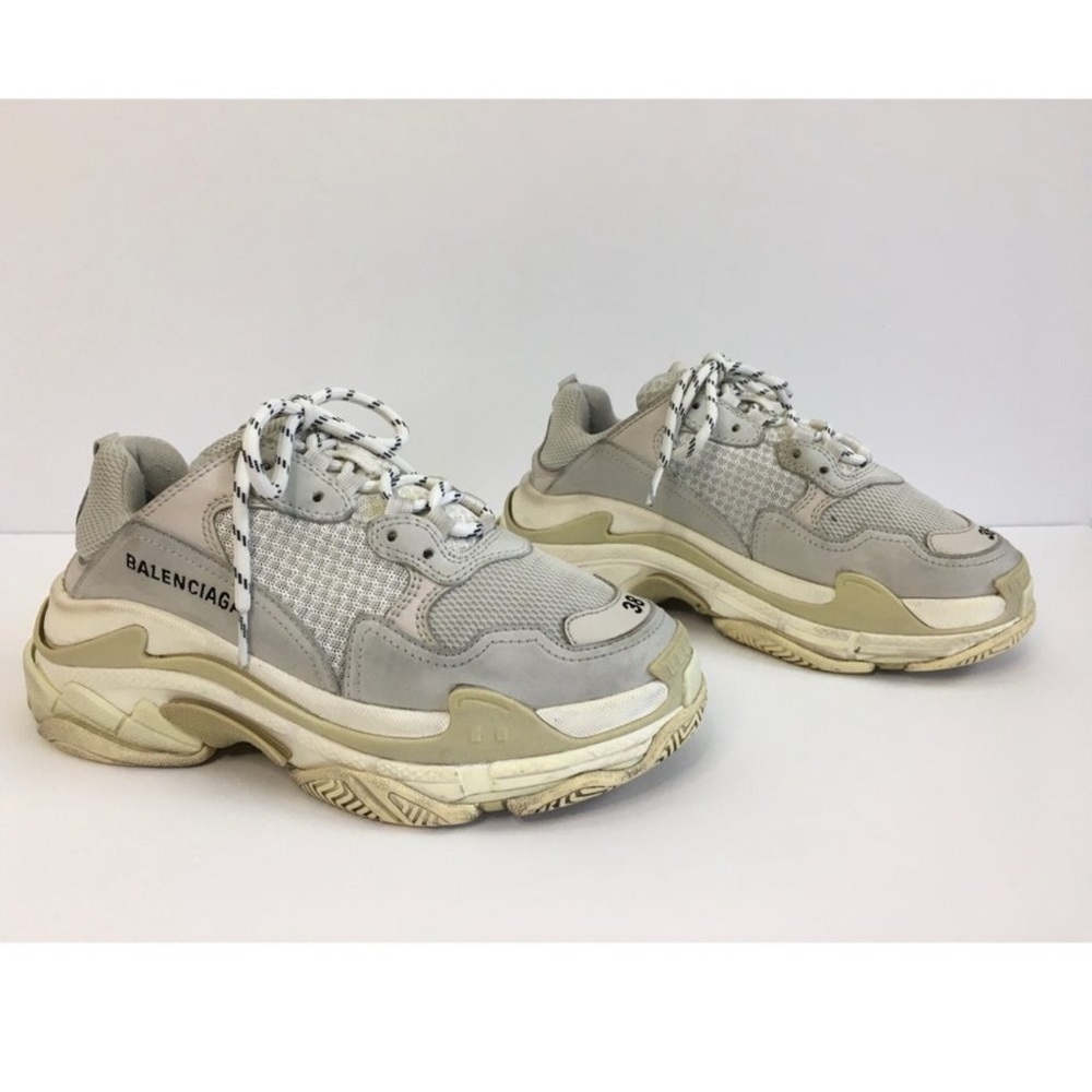Authentic BALENCIAGA Triple S Size 38 Gray Sneakers - Picture 2 of 10